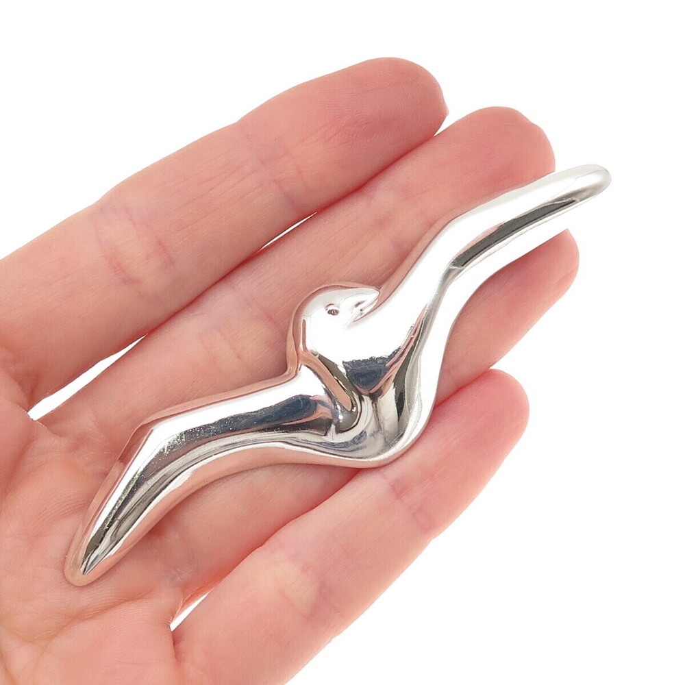 925 Sterling Silver Vintage Mexico Seagull Modernist Pin Brooch